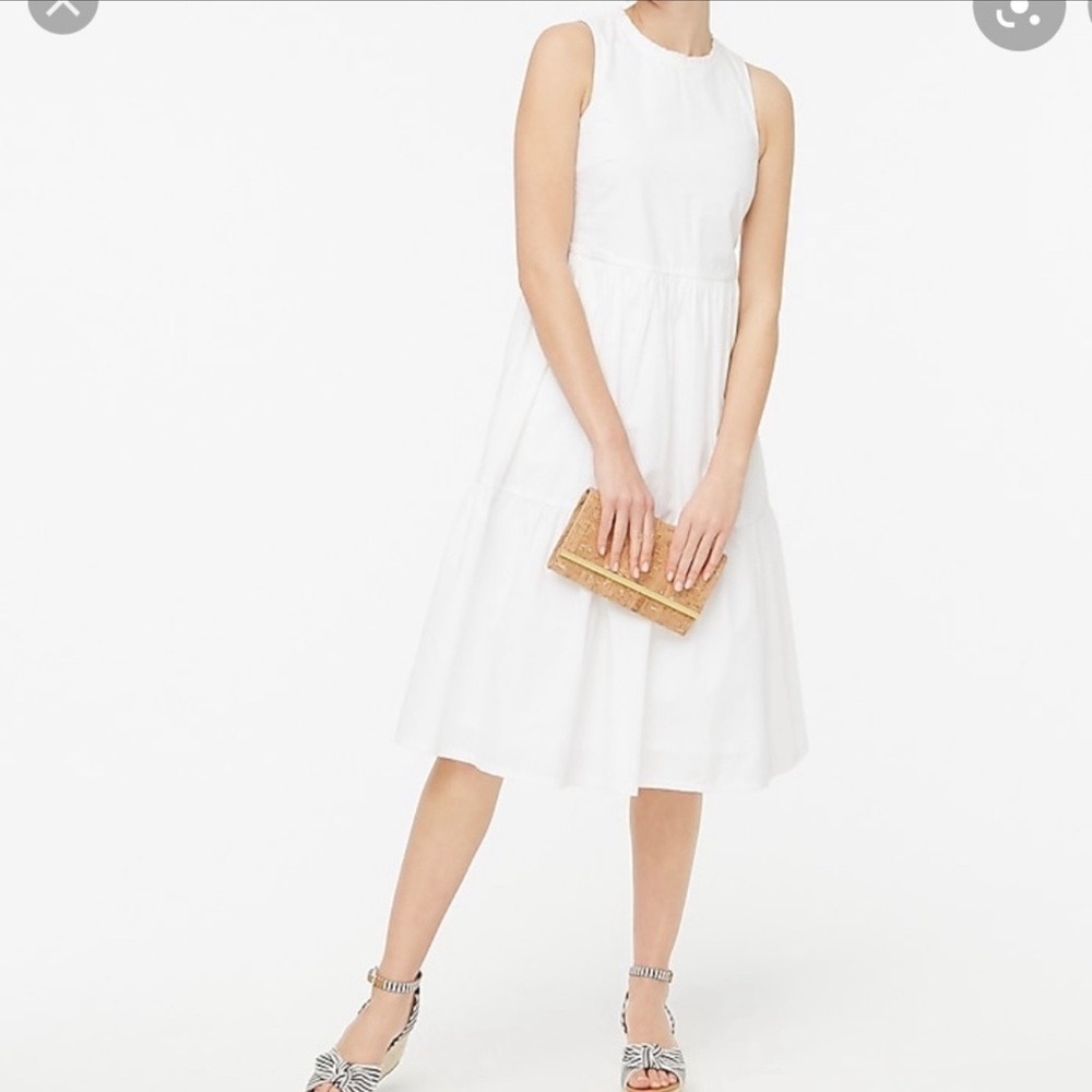 JCREW  Sleeveless tiered midi dress in cotton poplin